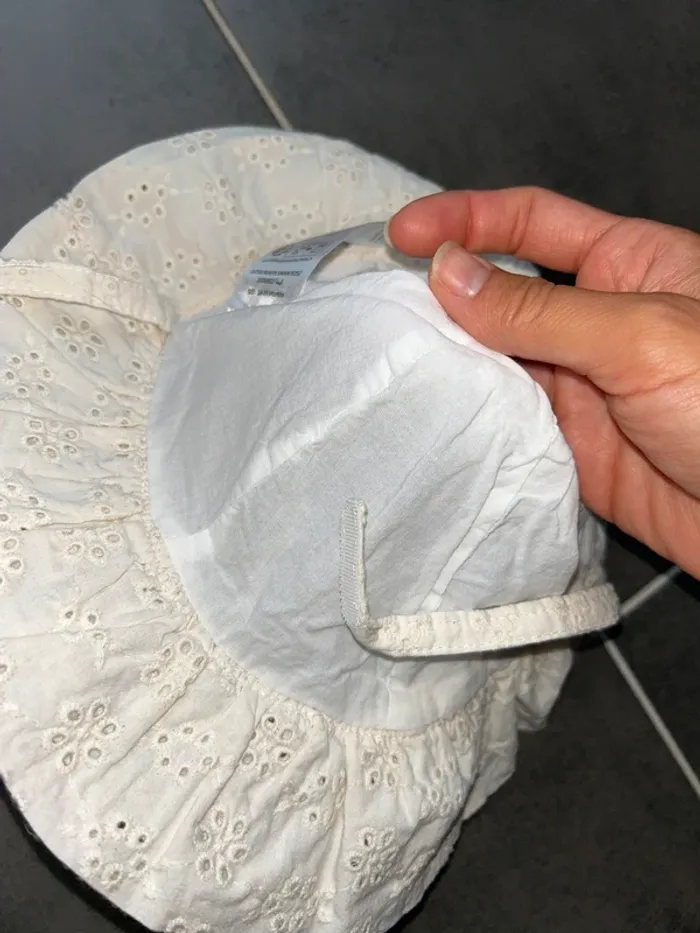 Chapeau broderie anglaise crème bébé fille TAO - photo numéro 6