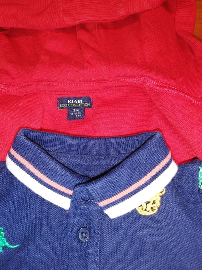 Gilet à zip + 2 polos taille 3 mois - photo numéro 2