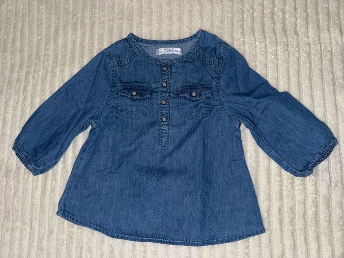 Blouse  en jean - fille - ktchoun  - 6 mois - très bon état - photo numéro 3