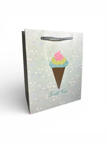 Sac Cadeau “Moment Agréable” motif glace 18 x 23 x 10 cm Neuf