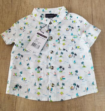 Chemise manches courtes garçon palmiers bateaux taille 6 mois Sergent Major