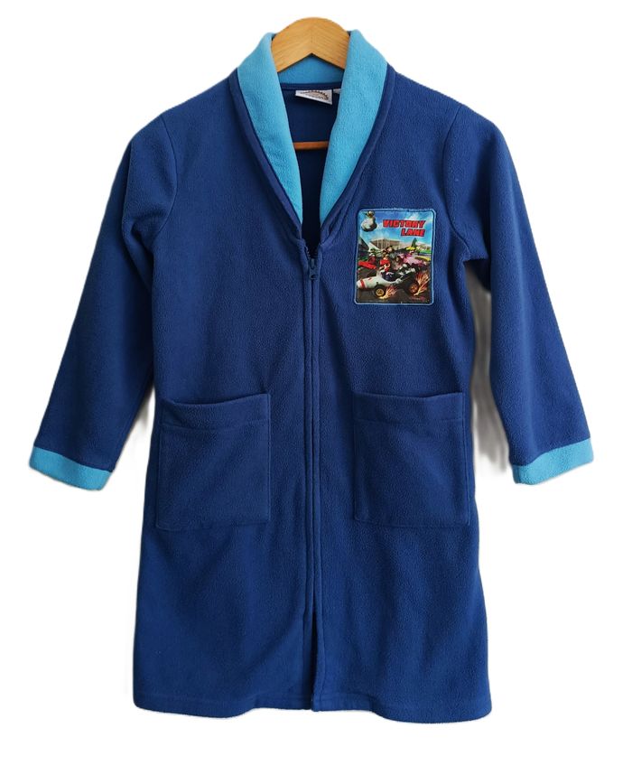 Peignoir bleu Mario Kart. Victory Lane. Robe de chambre. Nintendo. Polaire. 8 ans