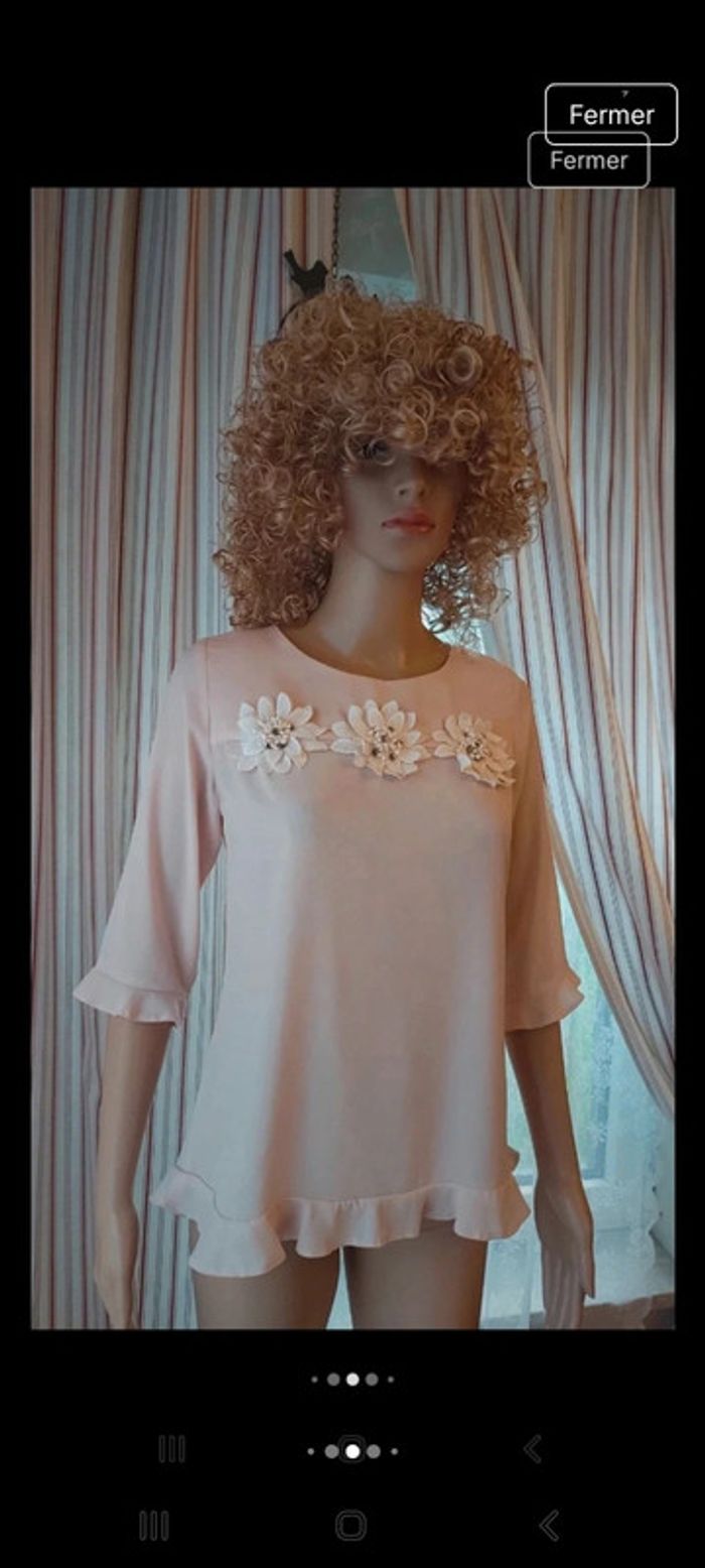 Blouse rose Quinze heure trente Paris taille S - photo numéro 5