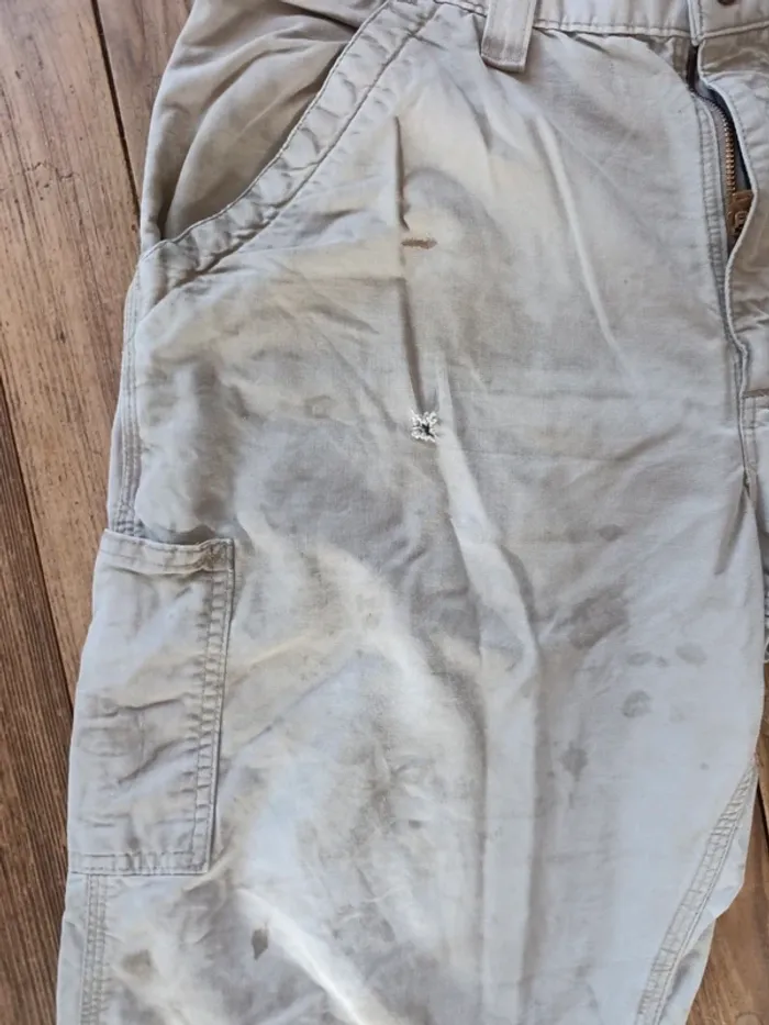 Pantalon jean Carhartt Workwear Cargo beige taille 36x32 - photo numéro 8