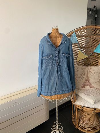 Blouse chemise jeans Bréal taille M manches longues avec strass