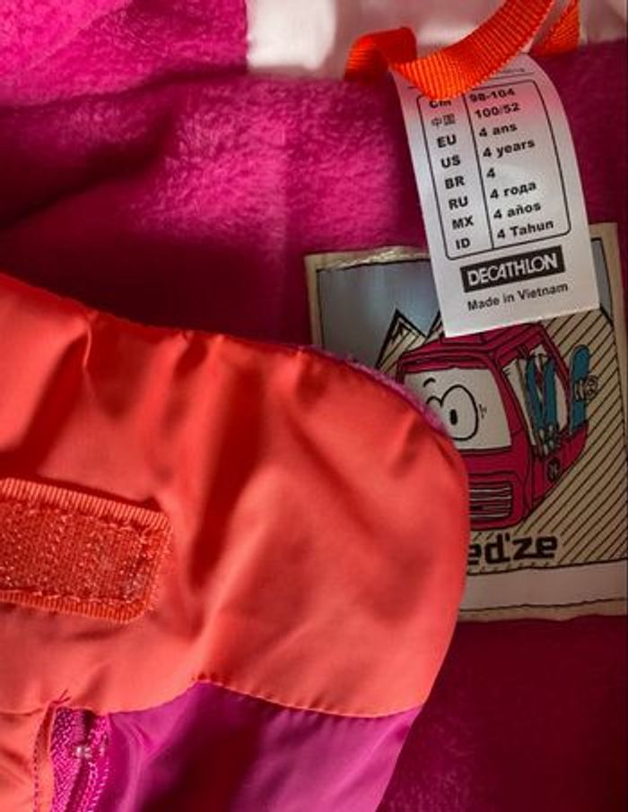 ensemble de ski fille 4 ans wed'ze decathlon rose orange 98/104 cm veste pantalon - photo numéro 6