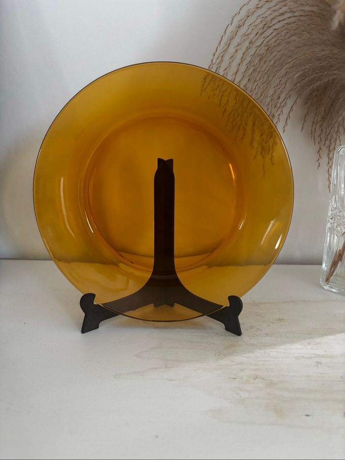 Vintage lot de 6 assiettes creuses Duralex marron ambré - photo numéro 3