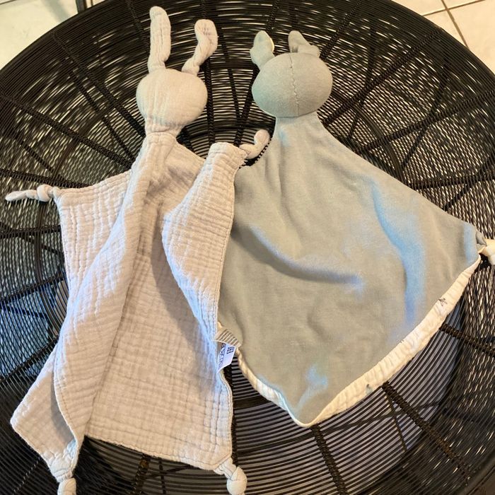 2 doudous lapin en gaze de coton - photo numéro 3