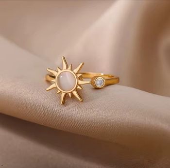 Bague dorée anti stress réglable en acier inoxydable