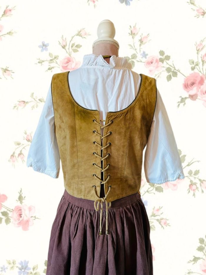 🤎🌿Gilet cuir vintage daim naturel autrichien cottagecore forest leather sleeveless jacket🌿🤎 - photo numéro 15