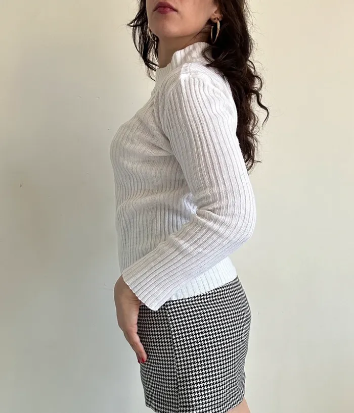 Pull blanc col roulé taille S - photo numéro 2