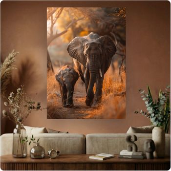 #98 Affiche “Safari Éléphants” poster animaux savane déco murale impression haute qualité A3 Sans cadre