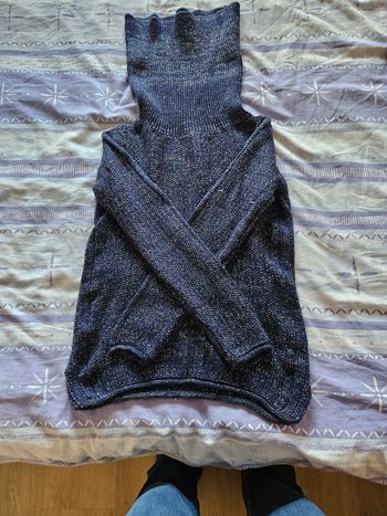 Pull col roulé bleu tex