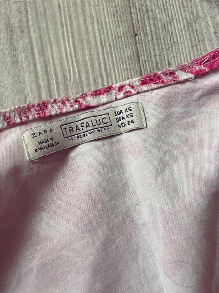 Débardeur crop top denim rose et blanc Zara neuf xs - photo numéro 3