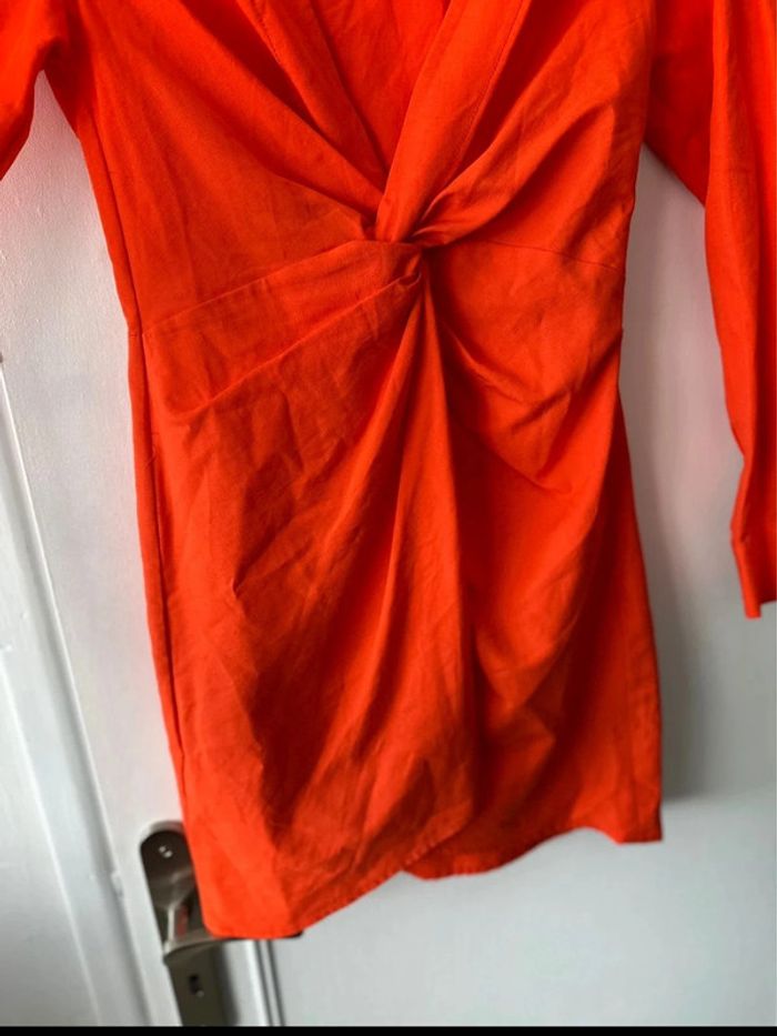 Robe courte manches longues effet torsade orange taille S Bershka - photo numéro 4