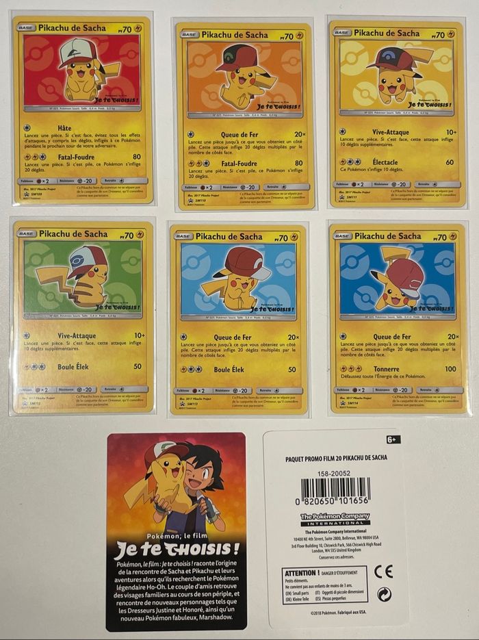 Pokémon : lot de 6 Pikachu de Sacha promo film