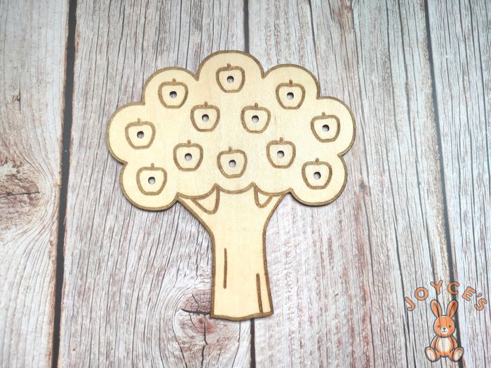 Plaque pommier motricité fine Montessori en bois – Activité sensorielle enfant – Jouet éducatif – DIY tissage fleurs laine chenille