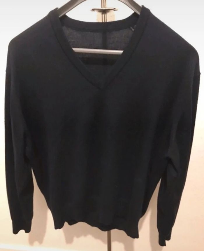 Haut pull été col v manches longues bleu marine taille 40
