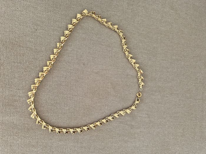 Collier vintage doré avec du bleu, vert - photo numéro 9