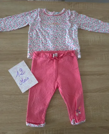 Ensemble bébé fille fleuri 12 mois