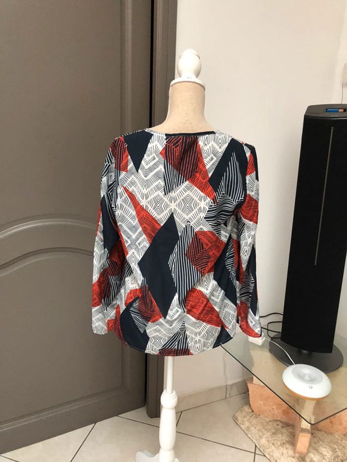 Blouse taille 40 marine rouge blanc impeccable - photo numéro 4
