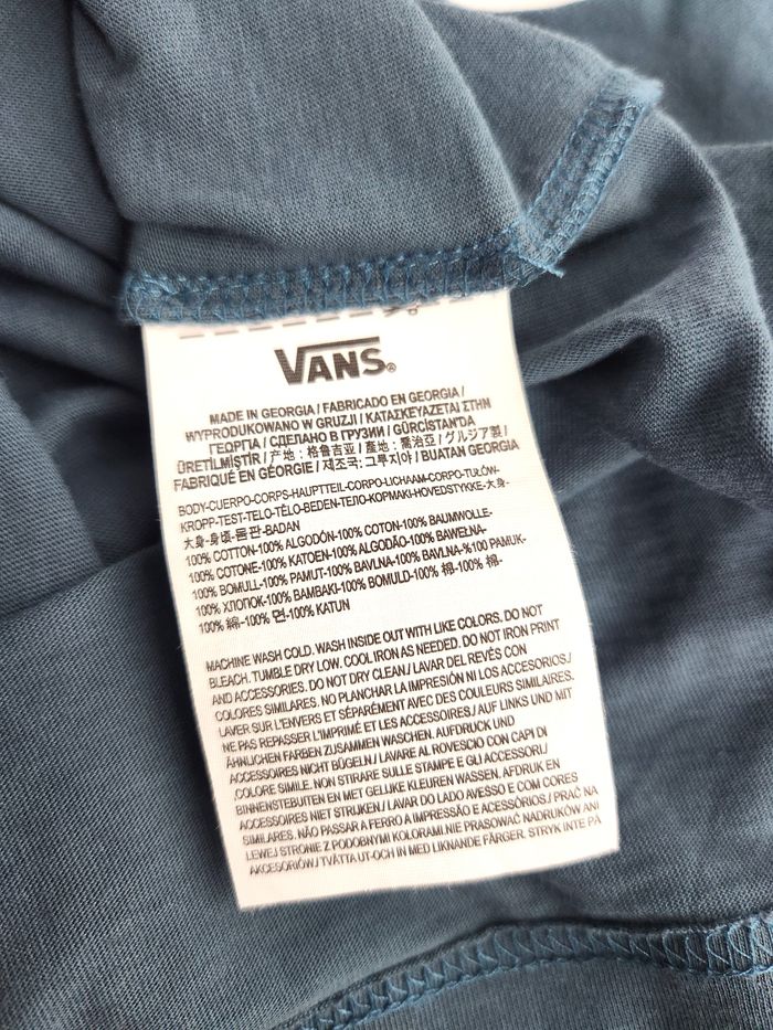 Vans T-shirt Manches Longues Homme Bleu Marine Logo Skate Taille S - photo numéro 5