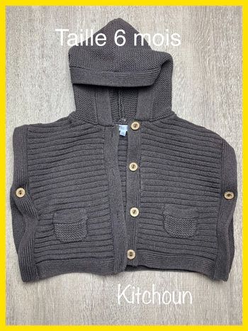 Pancho marron avec capuche - taille 6 mois