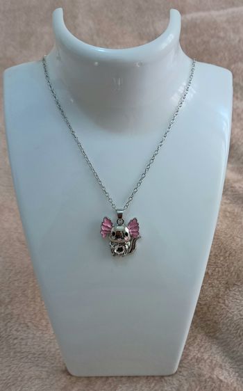 Collier axolote argenté rose