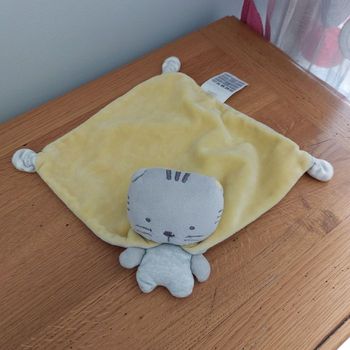 Doudou plat chat tigre et sa cape super hero