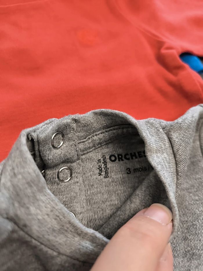 Lot de 3 sous pull col roulé garçon 3 mois Orchestra - photo numéro 4