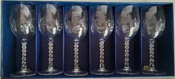 6 verres de vin rouge en cristal d'Arques modèle Fleury taillé épi de 24,5 cl