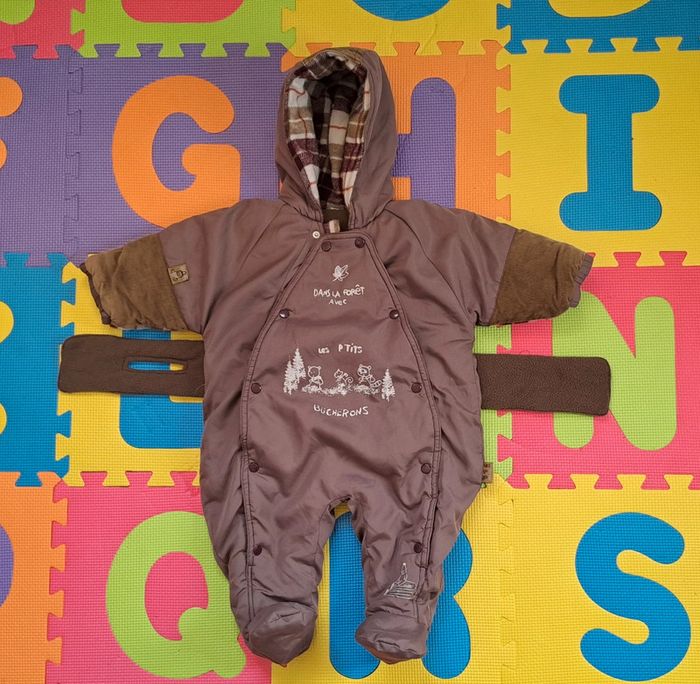 Combinaison pilote capuche marron, kiabi, taille 6 mois (68 cm)