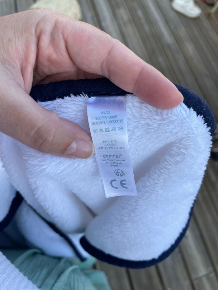 Couverture en polaire douce blanche et bleu marine - Obaibi - photo numéro 6