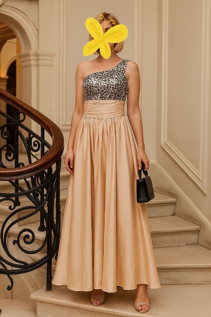 Grace Karin Robe de Soirée TFr36-Champagne -Longue avec Bustier   à sequins et asymétrique -Neuve - photo numéro 2