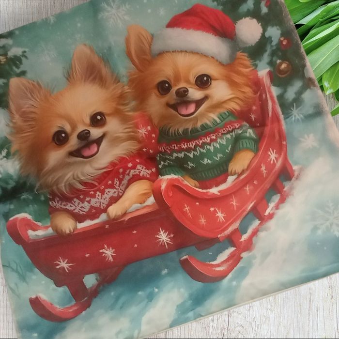 Housse de coussin noel chiens - photo numéro 2