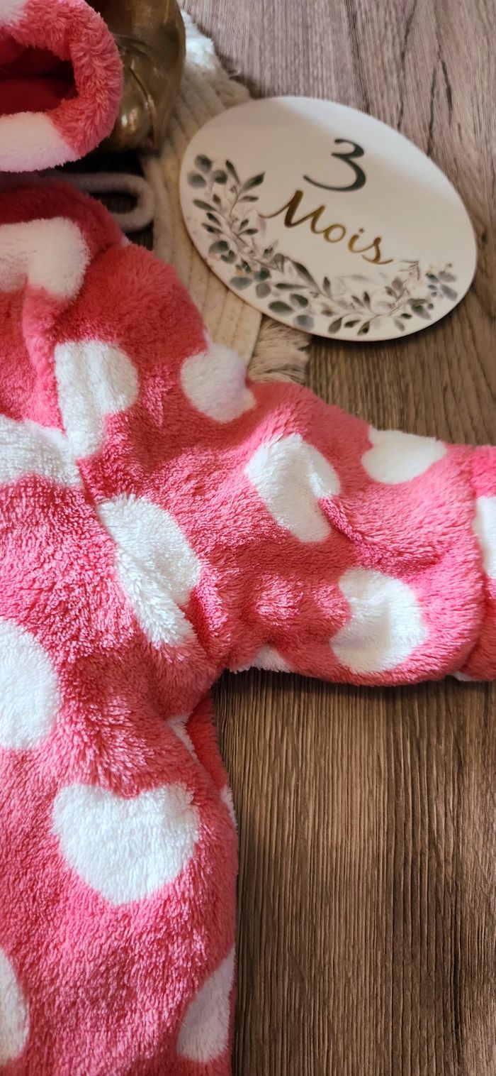 Combinaison Bébé fille 0/3mois Rose cœur - photo numéro 6