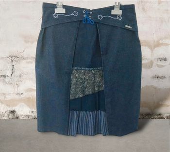 Jupe jean mi longue originale Créateur Alice & Barnabé