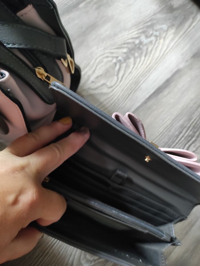 Ensemble sac à main et portefeuille neufs rose et gris foncé - photo numéro 5