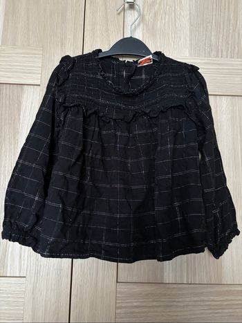 Blouse noire carreaux argentés Tape À L’Oeil t.4ans