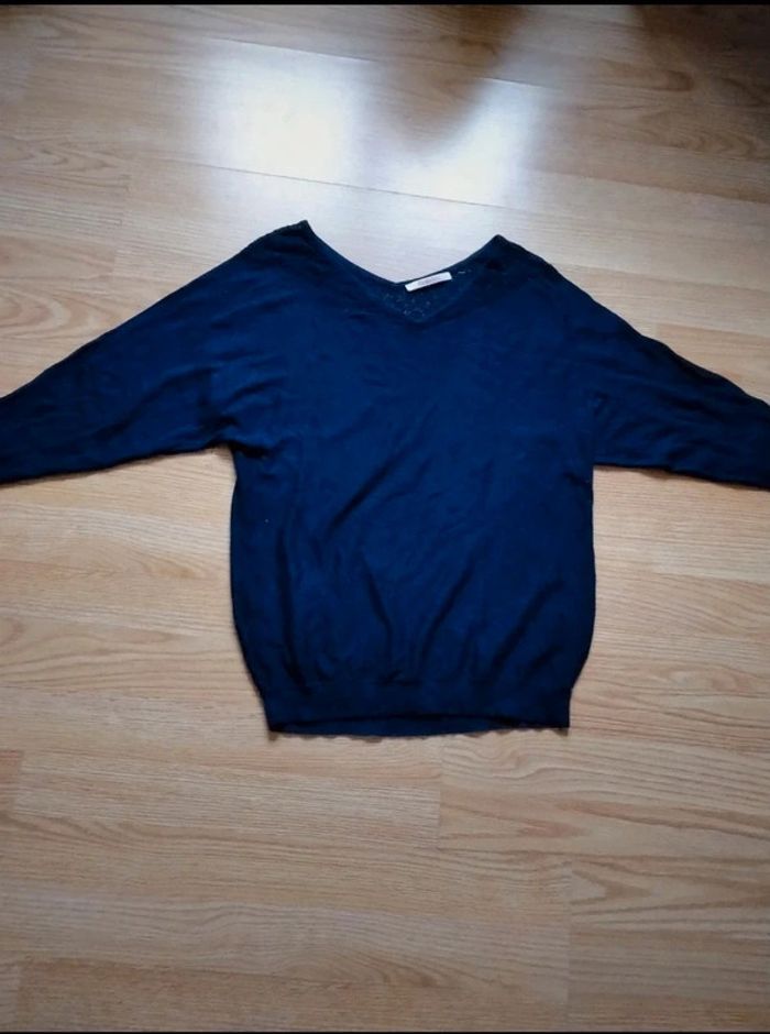 Haut manches Bleu Taille 38 Camaïeu