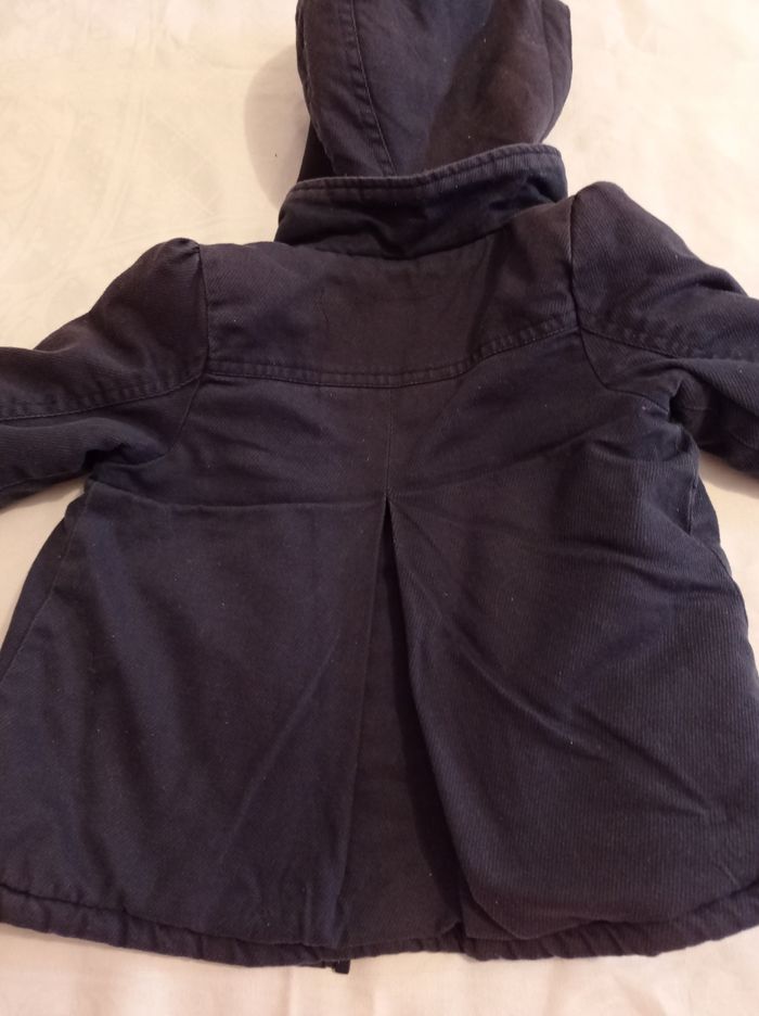 Manteau pour fille couleur bleu foncé âge 12 mois 74 cm avec capuche amovible manteau à fermeture doubler doudoune - photo numéro 4