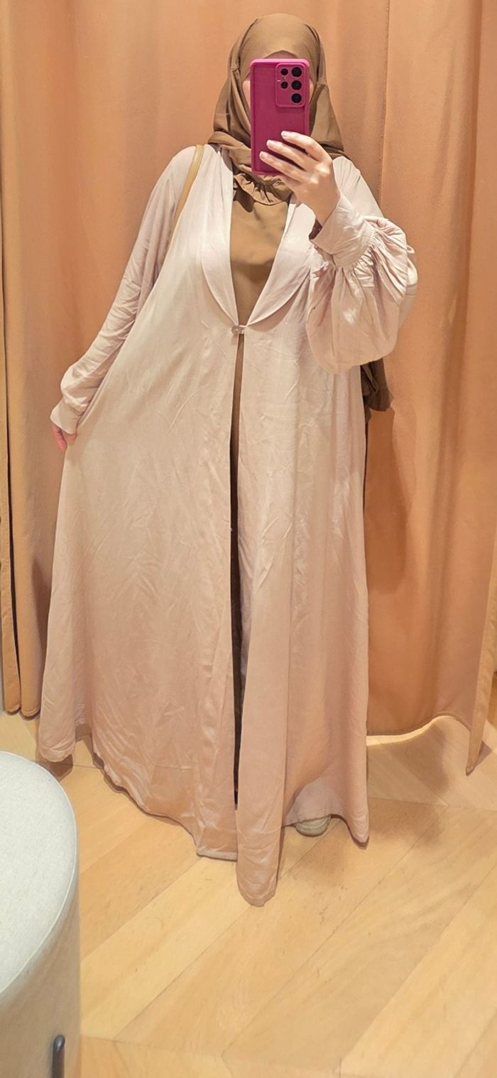 Robe abaya en lin avec sous robe - photo numéro 5