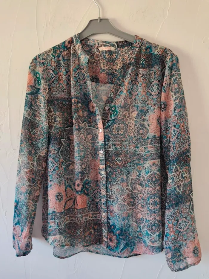 Sublime blouse voile camaïeu taille 38 - photo numéro 2