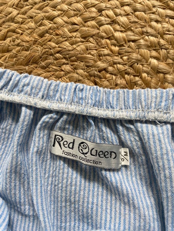 🩵 Top bleu clair fines rayures blanches épaules dénudées Taille S/M 🩵 - photo numéro 4