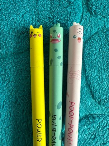 Lot de 3 stylos effaçables Pokemon 