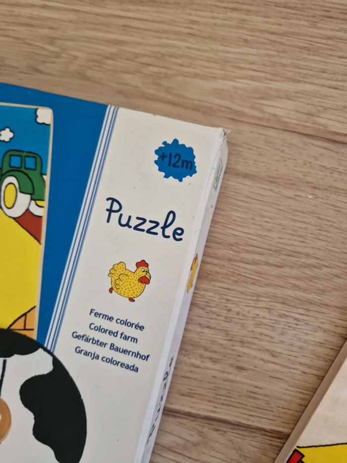 Puzzle Djeco avec boîte Ferme colorée, poules, lapin, vache, mouton, cochon. - photo numéro 7