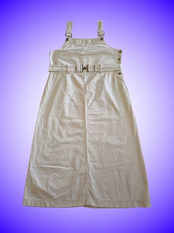 Robe/Jupe Salopette Longue Taille 44 – Toile Beige Clair – Ceinture & Bretelles Ajustables – Bon État