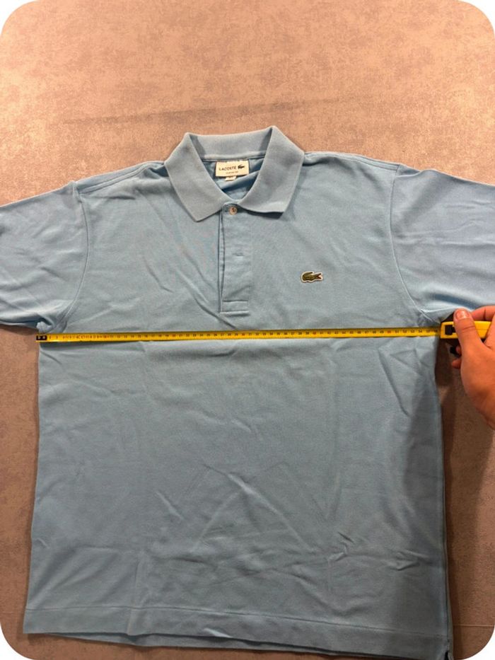 Polo Lacoste Bleu Clair logo brodé vert Taille L - photo numéro 9