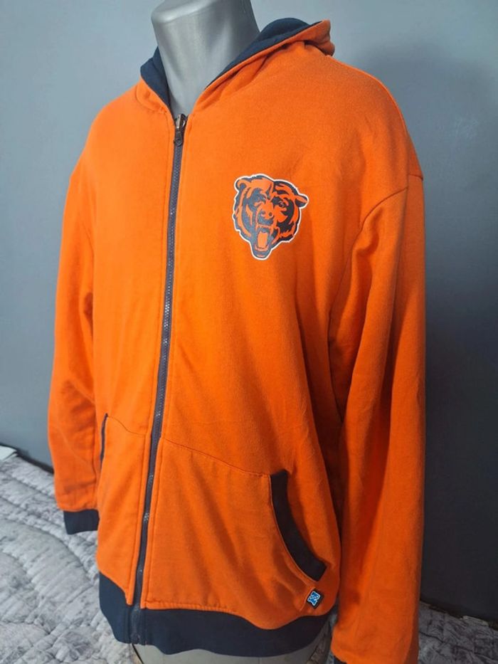 Veste épaisse a capuche NFL réversible homme / orange et bleu taille 2XL floqué (248) - photo numéro 12