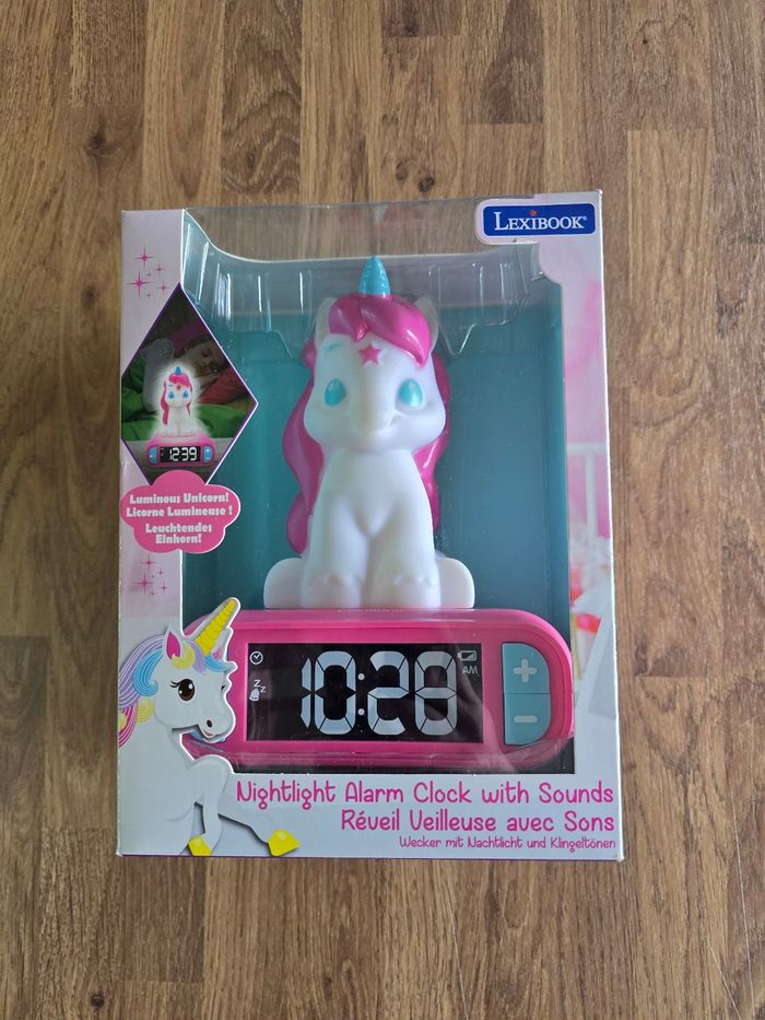 Réveil veilleuse digital LEXIBOOK - Licorne - 3D lumineux et sonore - Blanc et rose - Enfant